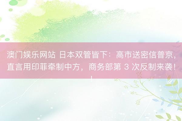 澳门娱乐网站 日本双管皆下：高市送密信普京，直言用印菲牵制中方，商务部第 3 次反制来袭！