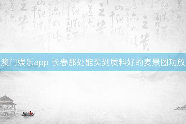 澳门娱乐app 长春那处能买到质料好的麦景图功放