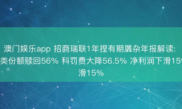 澳门娱乐app 招商瑞联1年捏有期羼杂年报解读: C类份额赎回56% 科罚费大降56.5% 净利润下滑15%