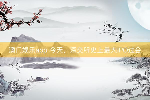 澳门娱乐app 今天，深交所史上最大IPO过会